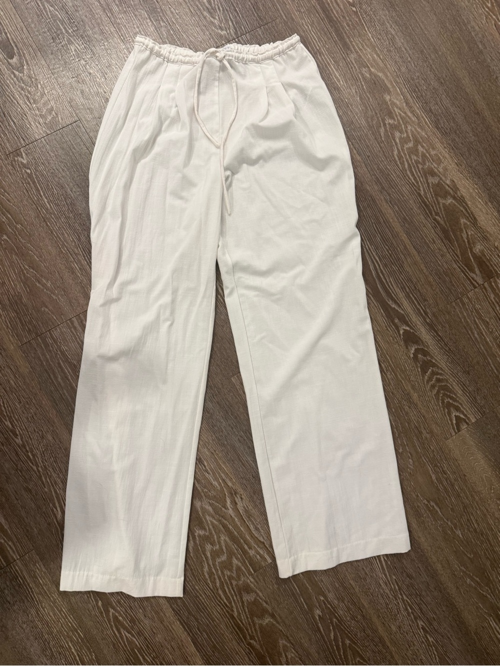 Zara White Drawstring Relaxed Pants